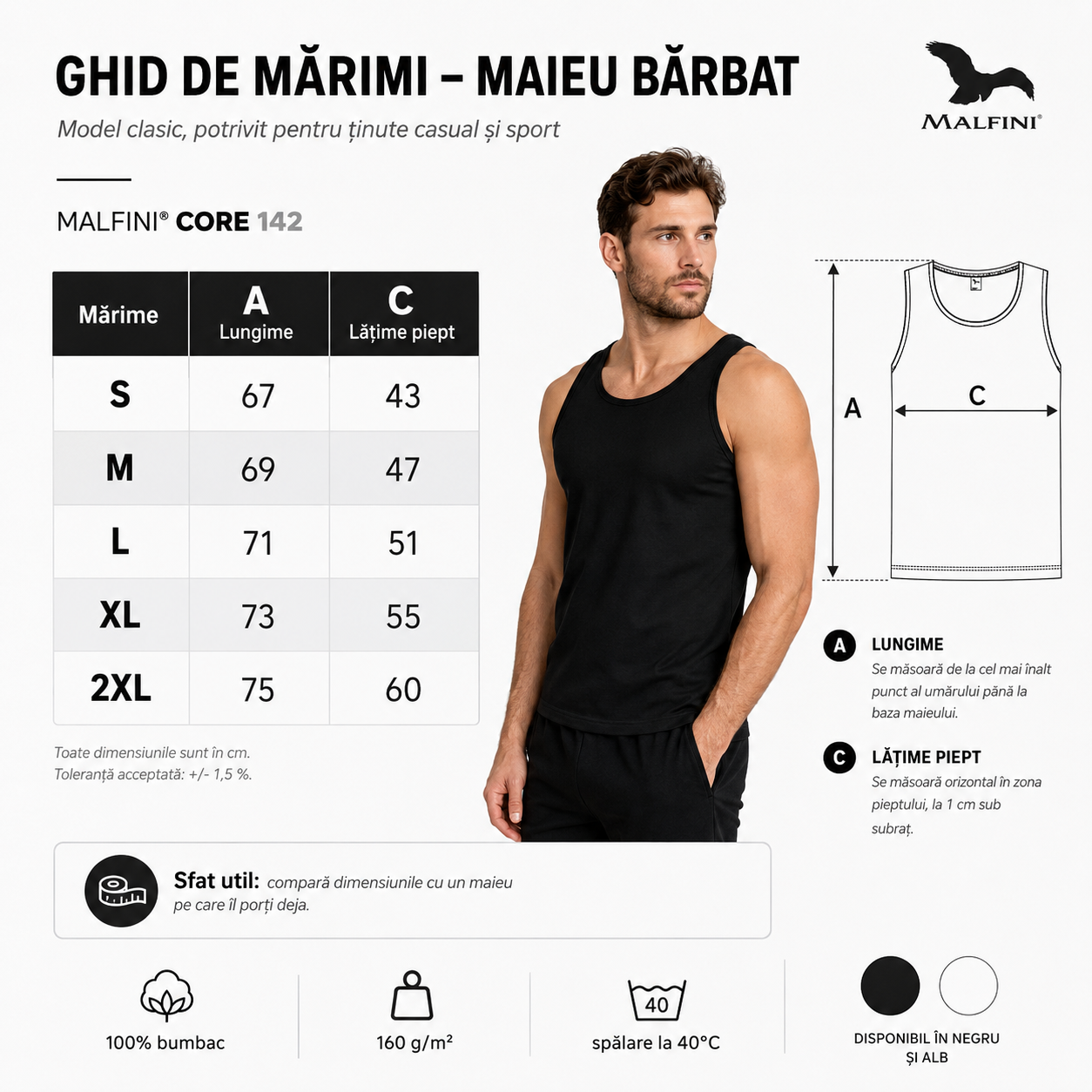 Maiou bărbat disponibil &icirc;n 5 culori, alb, negru, albastru marin, albastru regal și gri &icirc;nchis